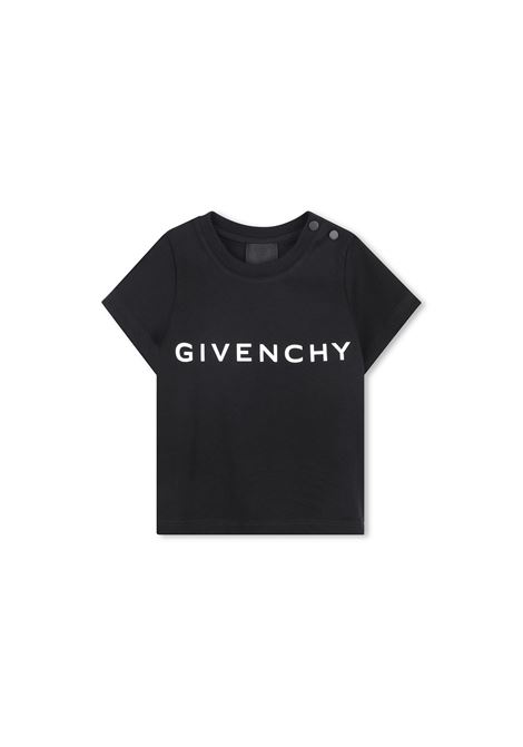 T-Shirt Nera Con Logo GIVENCHY 4G GIVENCHY KIDS | H3064009B